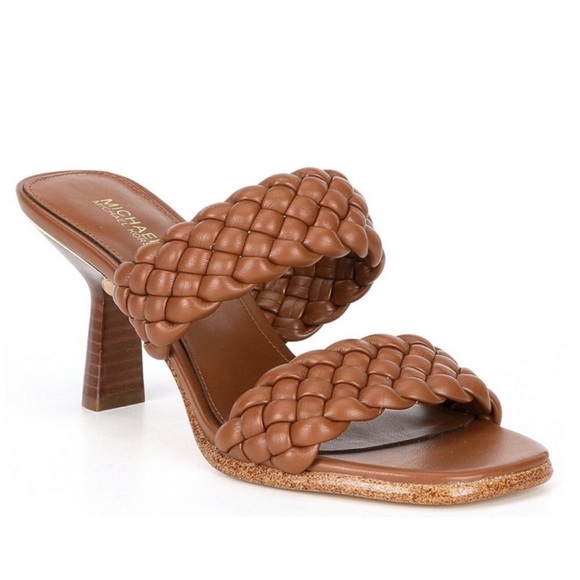 Michael Kors Cognac Brown Braided 3” Heeled Sandals - Picture 15 of 16